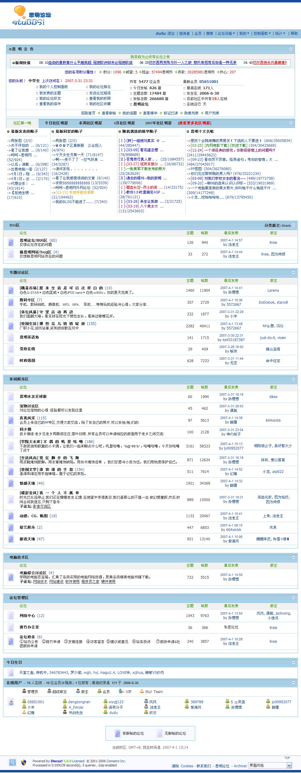 当我还是中学生的时候--07年4月份的论坛